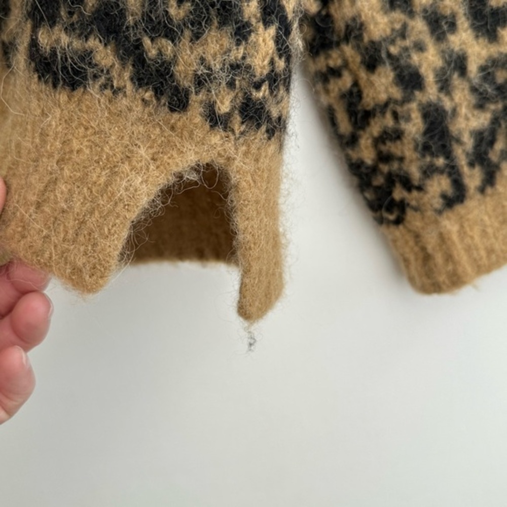 Madewell Alpaca Wool Leopard Crewneck Thick Cozy Sweater‎ Size Small - Picture 5 of 10